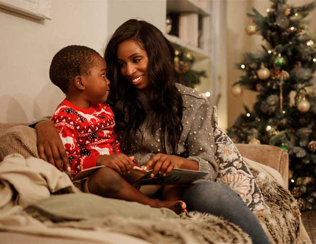 Mother with child at Christmas